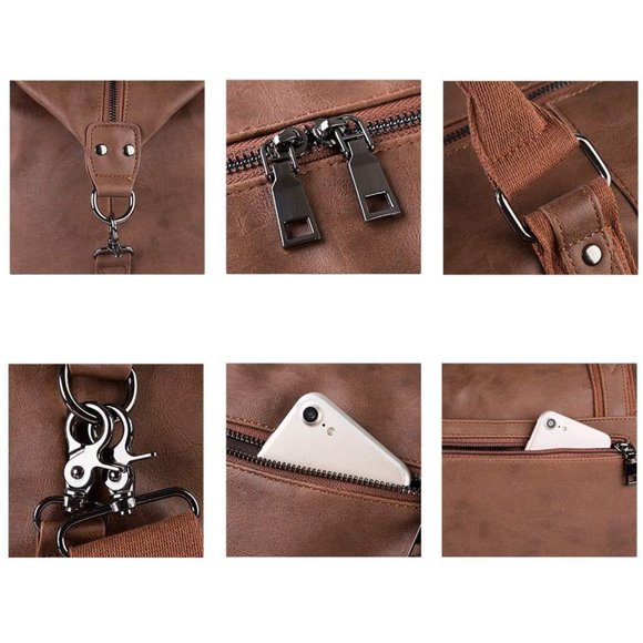 PU Leather Travel Bag with Shoe Pouch - Weekender - Waterproof Leather - Picture 4 of 6